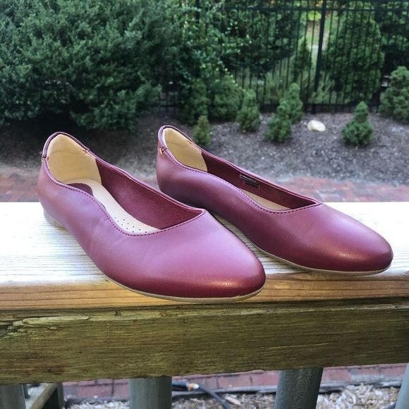 Anthropologie Yebo SOLUDOS EUC Vegan Maroon Red Ballet Flat Size 6, MSRP $78 - Picture 2 of 9